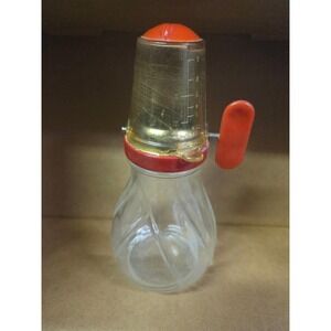 Vintage Hazel Atlas Glass Sugar Shaker Dispenser Red Plastic Top Swirl Base